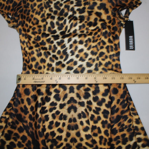 Nicholas NEW Sz 2 Brown Black Jungle Leopard Scuba Polyester Spandex Dress