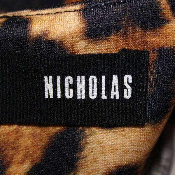 Nicholas NEW Sz 2 Brown Black Jungle Leopard Scuba Polyester Spandex Dress