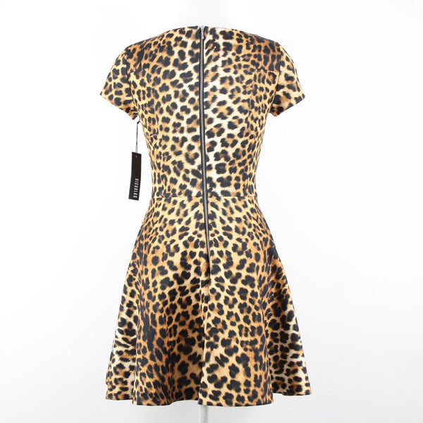 Nicholas NEW Sz 2 Brown Black Jungle Leopard Scuba Polyester Spandex Dress