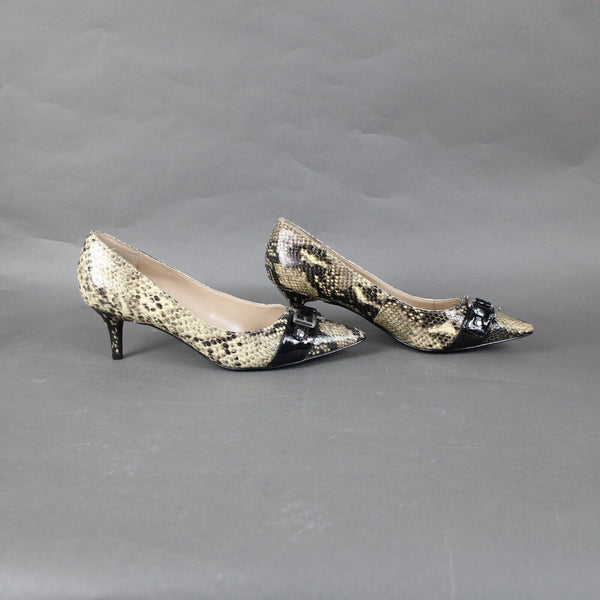 Unisa Uncarream Sz 8.5 M Black Tan Reptile Print Buckle Detail All Man Made Heel