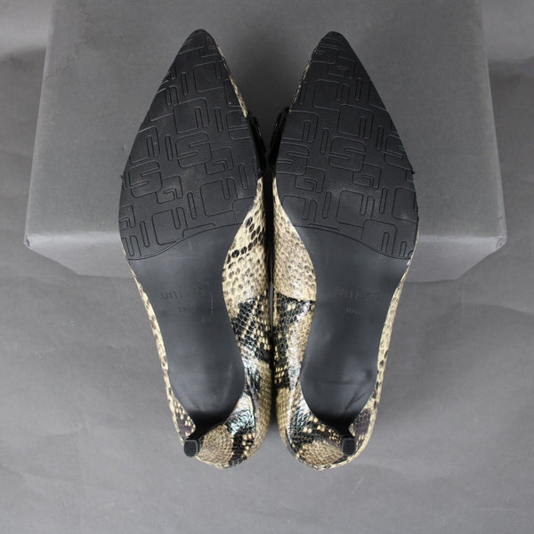 Unisa Uncarream Sz 8.5 M Black Tan Reptile Print Buckle Detail All Man Made Heel