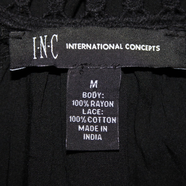 INC Top NEW $70 Sz M Black Cold Shoulder Eyelets 100% Rayon Cotton Top