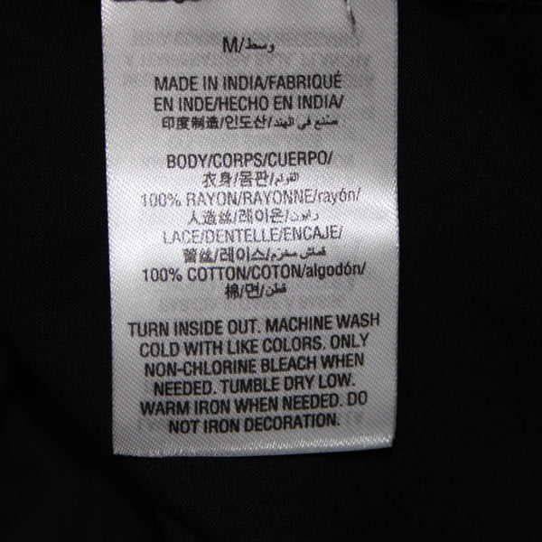 INC Top NEW $70 Sz M Black Cold Shoulder Eyelets 100% Rayon Cotton Top