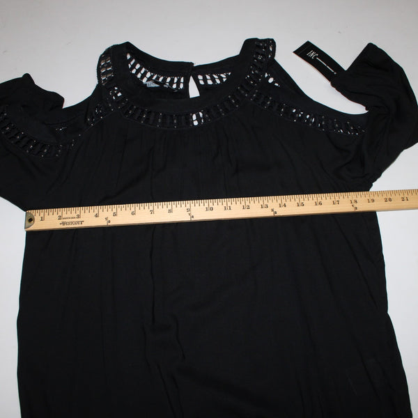 INC Top NEW $70 Sz M Black Cold Shoulder Eyelets 100% Rayon Cotton Top