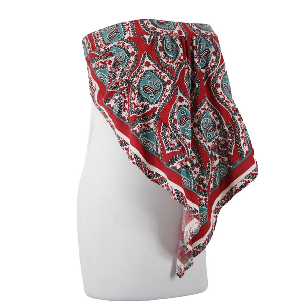 Free People Sz XS Red Teal White Black Bandana 100% Cotton Top