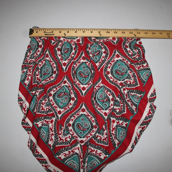 Free People Sz XS Red Teal White Black Bandana 100% Cotton Top