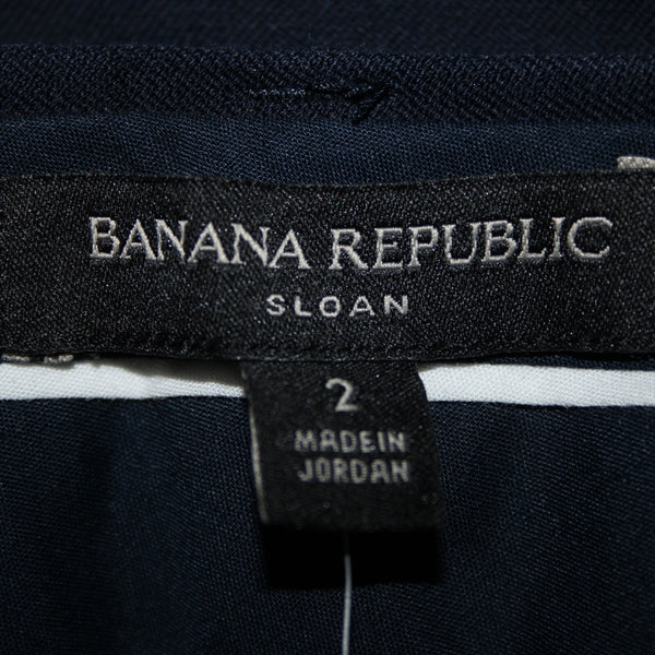 Banana Republic NEW Sloan CURVY Sz 2r x 27.5 Navy Blue High Rise Cotton Pant