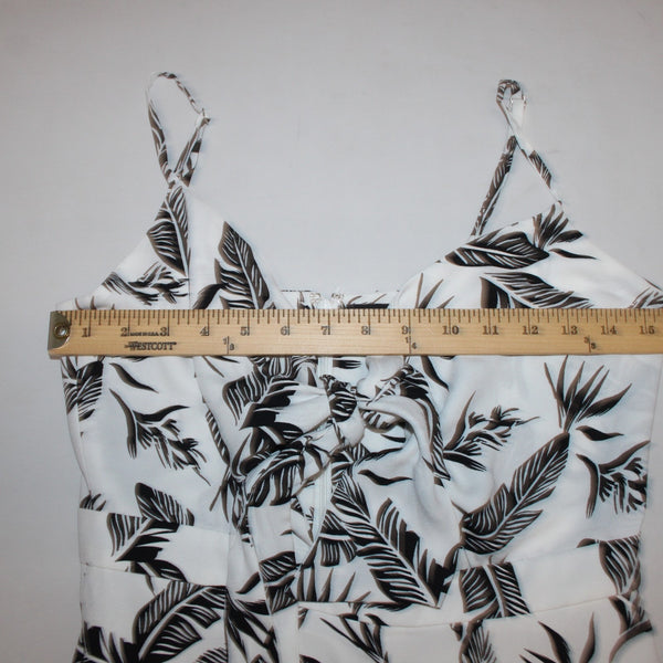Jay Godfrey Jumpsuit Sz 6 White Black Printed Knot Front 100% Poly Jumpsuit