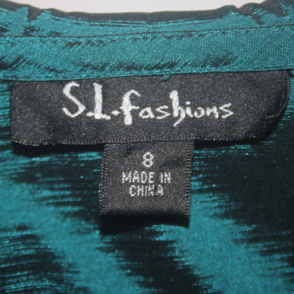 SL Fashions Suit Dress Sz 6 8 Teal Blue 2 Pc Polyester Nylon Suit Dress