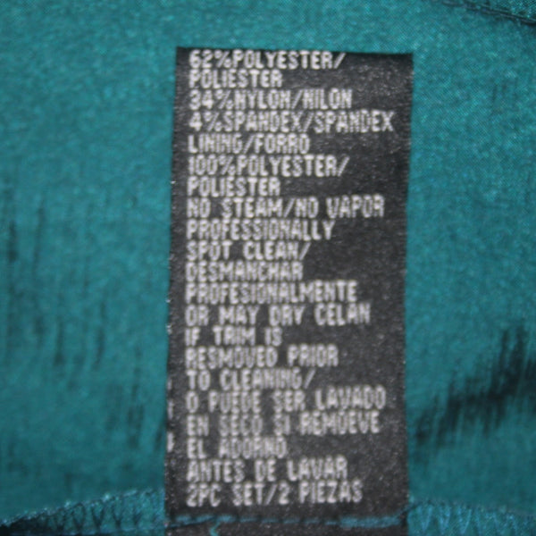 SL Fashions Suit Dress Sz 6 8 Teal Blue 2 Pc Polyester Nylon Suit Dress