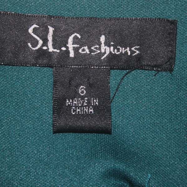 SL Fashions Suit Dress Sz 6 8 Teal Blue 2 Pc Polyester Nylon Suit Dress