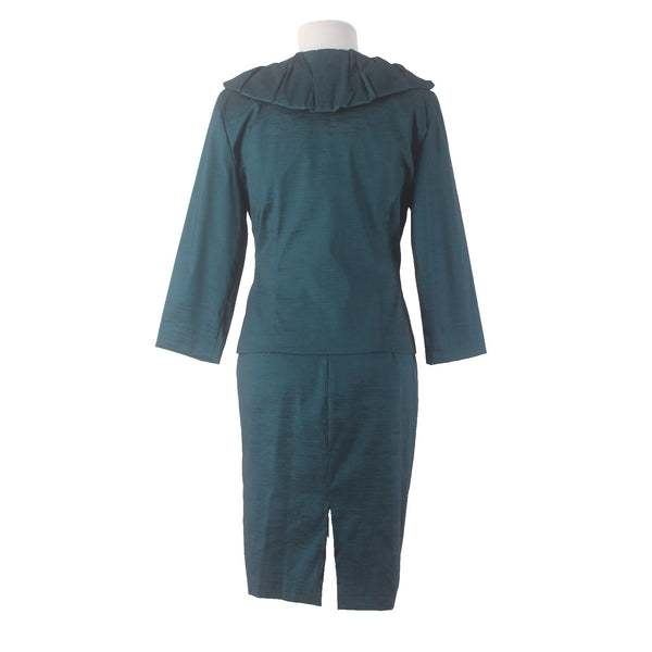 SL Fashions Suit Dress Sz 6 8 Teal Blue 2 Pc Polyester Nylon Suit Dress