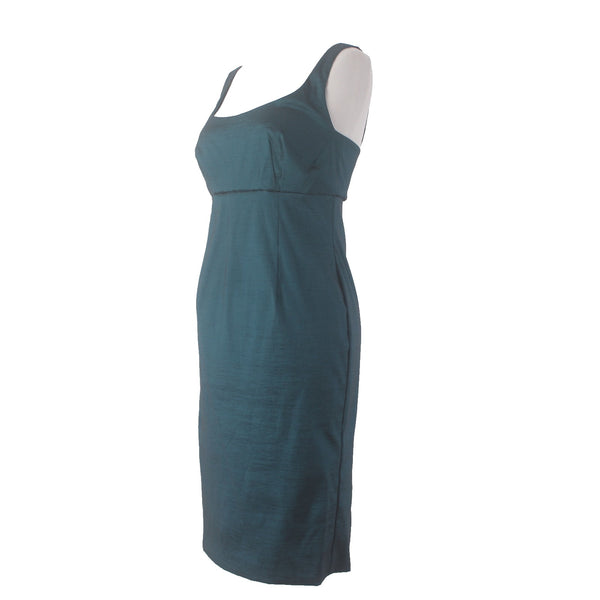 SL Fashions Suit Dress Sz 6 8 Teal Blue 2 Pc Polyester Nylon Suit Dress