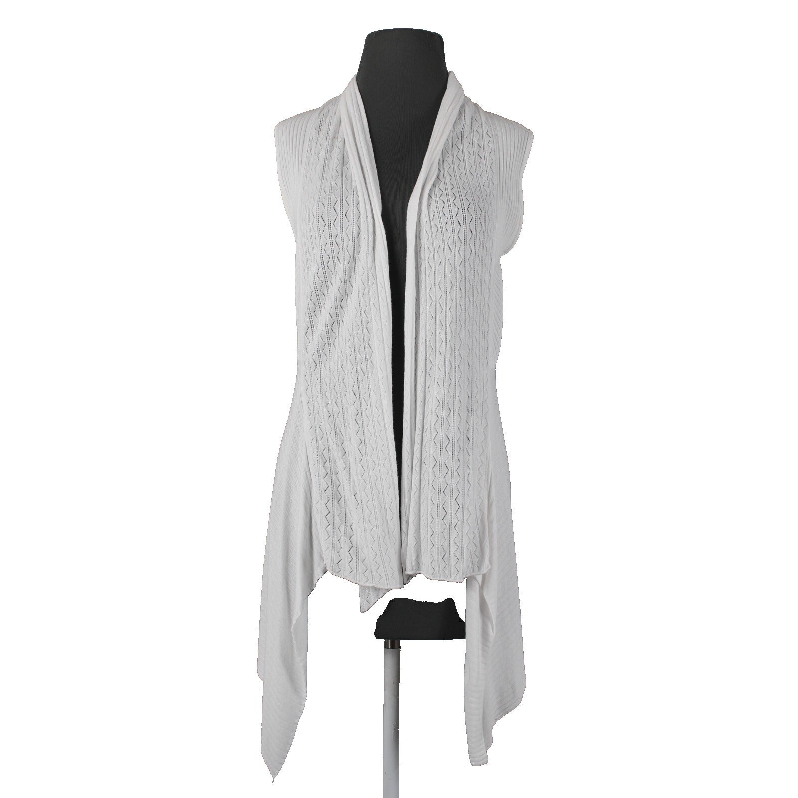 Belldini Sz M White Draped Collar Asymmetrical No Fabric Label Wrap Jacket