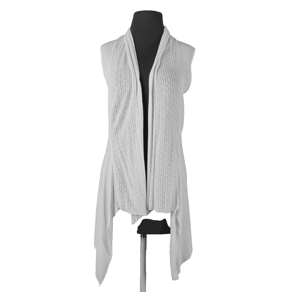 Belldini Sz M White Draped Collar Asymmetrical No Fabric Label Wrap Jacket