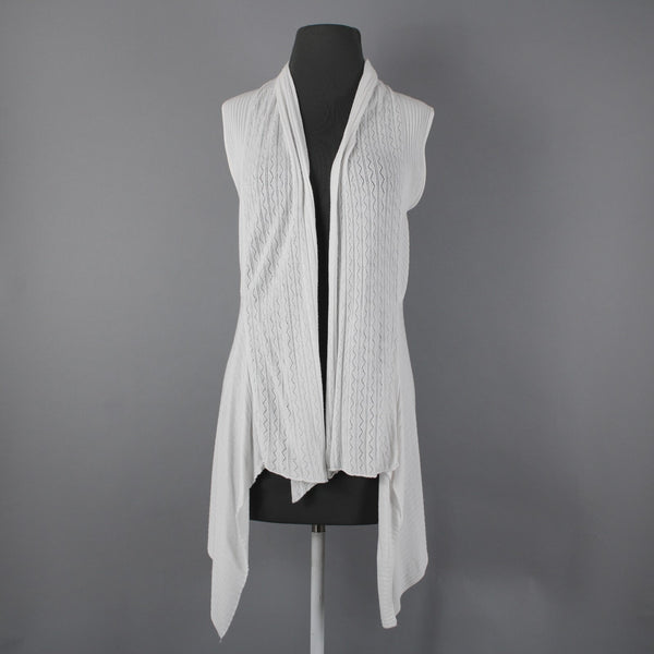 Belldini Sz M White Draped Collar Asymmetrical No Fabric Label Wrap Jacket
