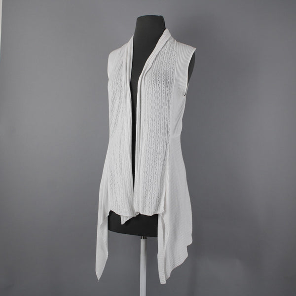 Belldini Sz M White Draped Collar Asymmetrical No Fabric Label Wrap Jacket