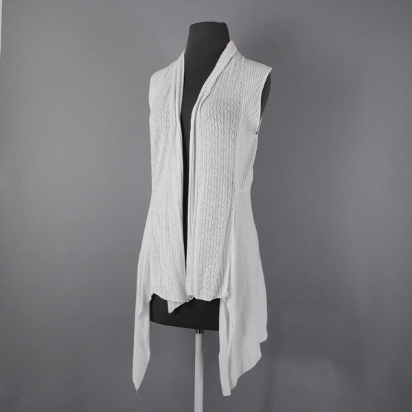 Belldini Sz M White Draped Collar Asymmetrical No Fabric Label Wrap Jacket