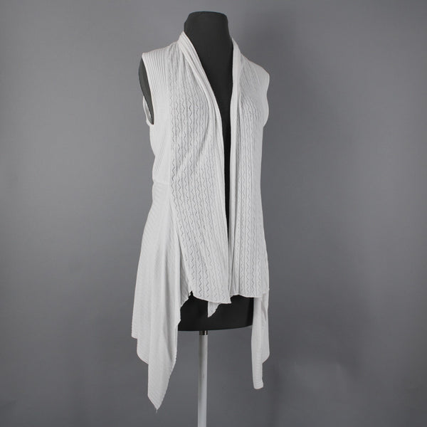 Belldini Sz M White Draped Collar Asymmetrical No Fabric Label Wrap Jacket