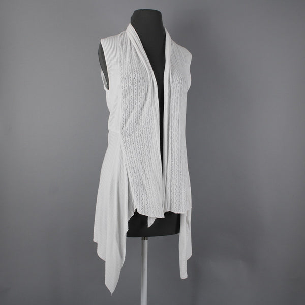 Belldini Sz M White Draped Collar Asymmetrical No Fabric Label Wrap Jacket