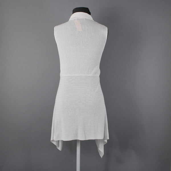 Belldini Sz M White Draped Collar Asymmetrical No Fabric Label Wrap Jacket