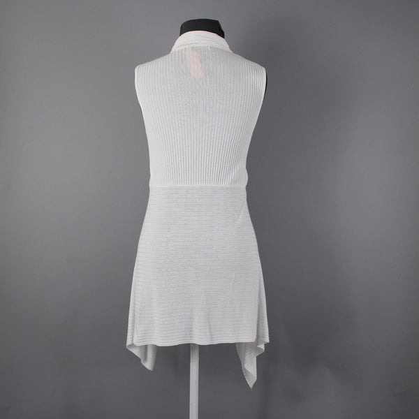 Belldini Sz M White Draped Collar Asymmetrical No Fabric Label Wrap Jacket