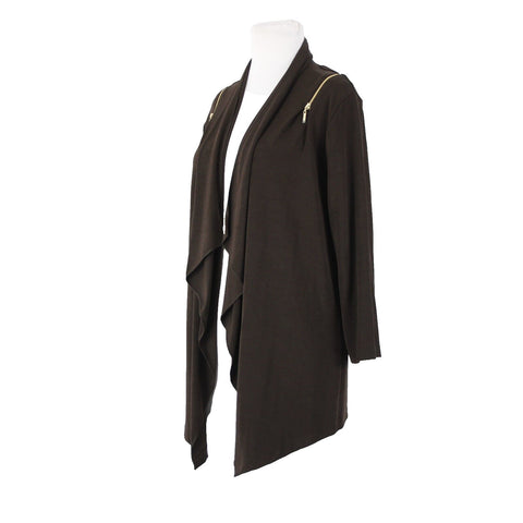 Chicos Travelers NEW Sz 1 Light Chocolate Chip Zipper Acetate Spandex Jacket