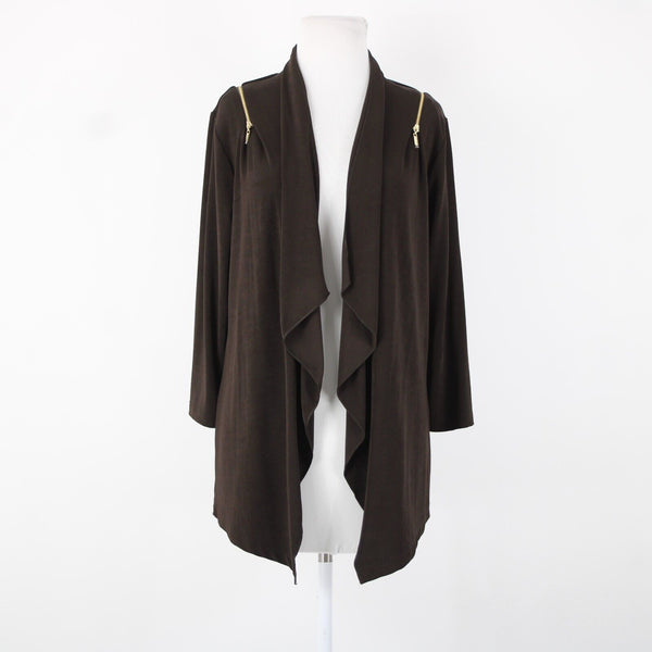Chicos Travelers NEW Sz 1 Light Chocolate Chip Zipper Acetate Spandex Jacket