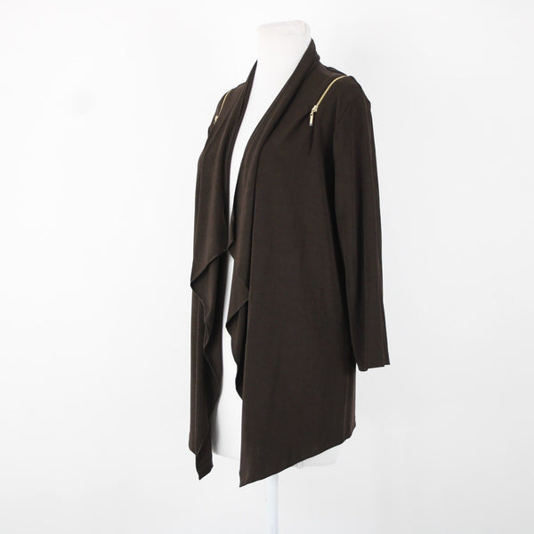 Chicos Travelers NEW Sz 1 Light Chocolate Chip Zipper Acetate Spandex Jacket