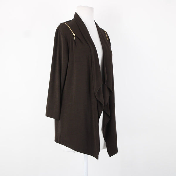 Chicos Travelers NEW Sz 1 Light Chocolate Chip Zipper Acetate Spandex Jacket