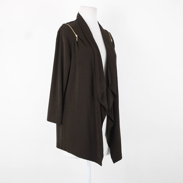 Chicos Travelers NEW Sz 1 Light Chocolate Chip Zipper Acetate Spandex Jacket