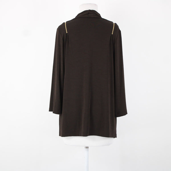 Chicos Travelers NEW Sz 1 Light Chocolate Chip Zipper Acetate Spandex Jacket