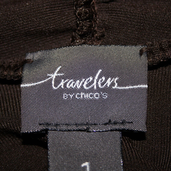 Chicos Travelers NEW Sz 1 Light Chocolate Chip Zipper Acetate Spandex Jacket