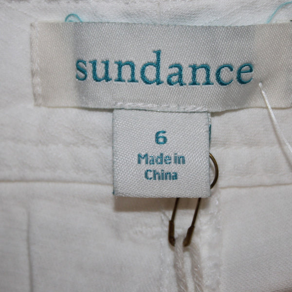 Sundance Shorts NEW Sz 6 x  White Silver Button High Waist Roll Tab Cotton Short