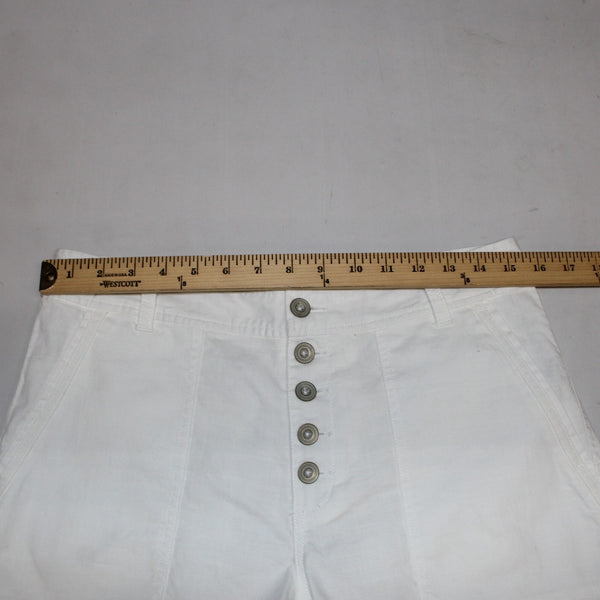 Sundance Shorts NEW Sz 6 x  White Silver Button High Waist Roll Tab Cotton Short
