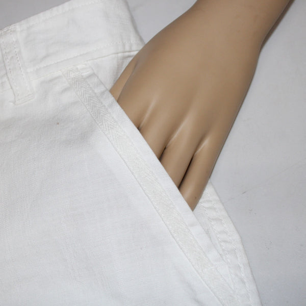 Sundance Shorts NEW Sz 6 x  White Silver Button High Waist Roll Tab Cotton Short