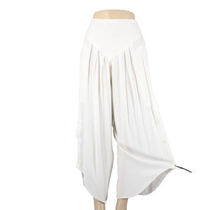Laise Adzer Sz 4 x 26 Ivory White High Waisted Pleaded Front Flared Cotton Pant