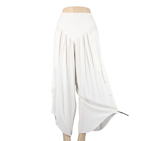 Laise Adzer Sz 4 x 26 Ivory White High Waisted Pleaded Front Flared Cotton Pant