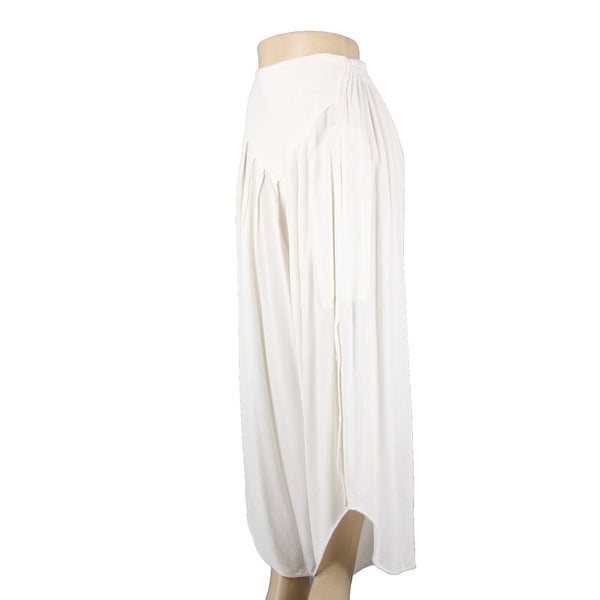 Laise Adzer Sz 4 x 26 Ivory White High Waisted Pleaded Front Flared Cotton Pant