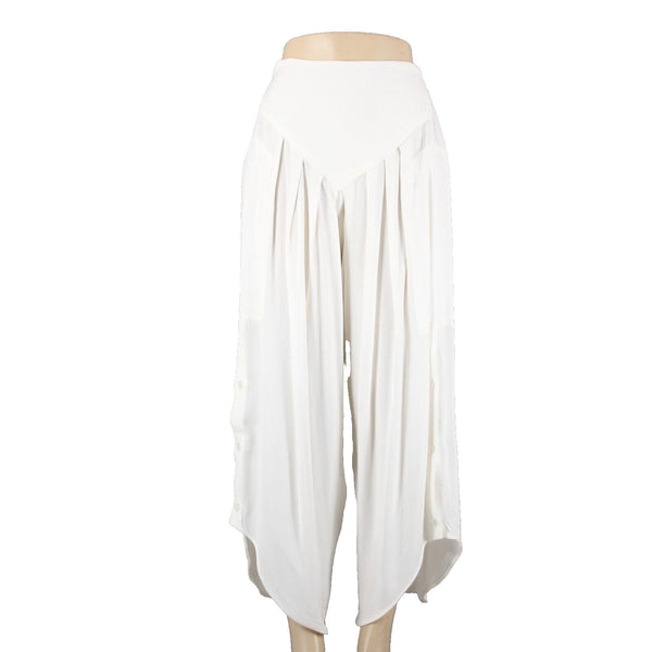 Laise Adzer Sz 4 x 26 Ivory White High Waisted Pleaded Front Flared Cotton Pant