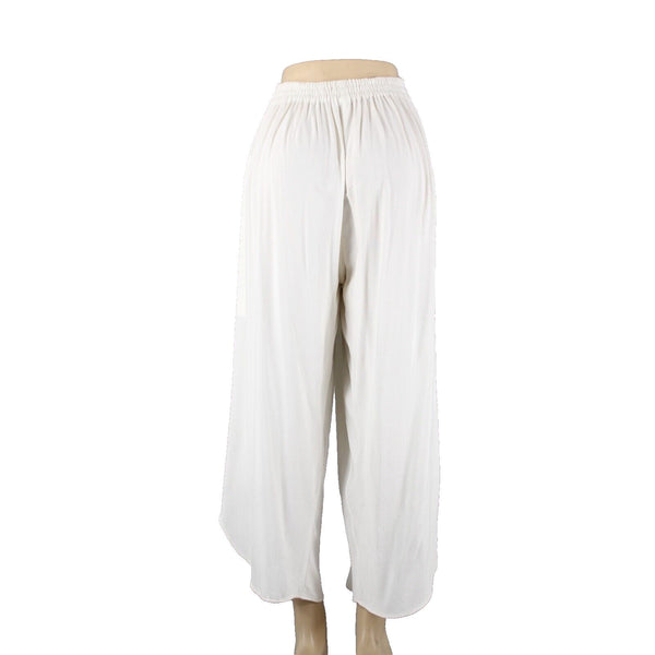 Laise Adzer Sz 4 x 26 Ivory White High Waisted Pleaded Front Flared Cotton Pant