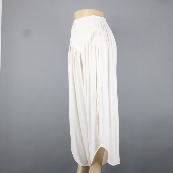 Laise Adzer Sz 4 x 26 Ivory White High Waisted Pleaded Front Flared Cotton Pant
