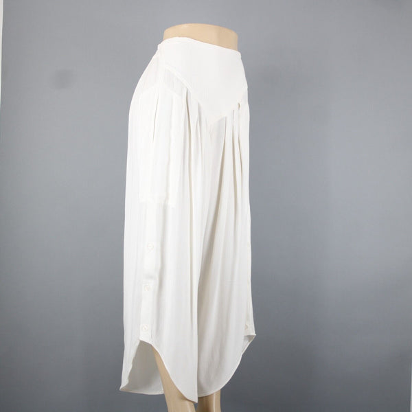 Laise Adzer Sz 4 x 26 Ivory White High Waisted Pleaded Front Flared Cotton Pant