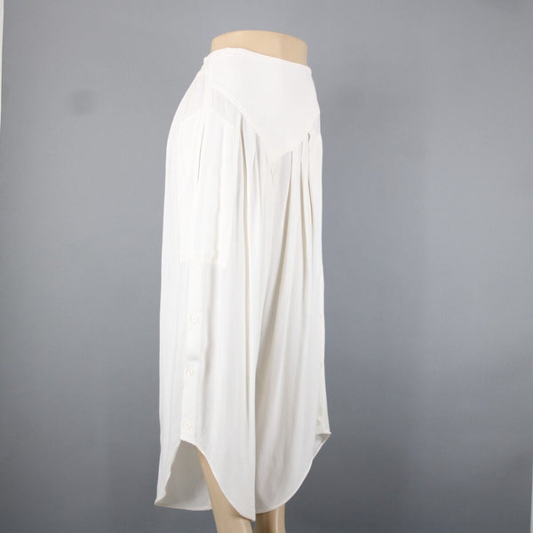 Laise Adzer Sz 4 x 26 Ivory White High Waisted Pleaded Front Flared Cotton Pant