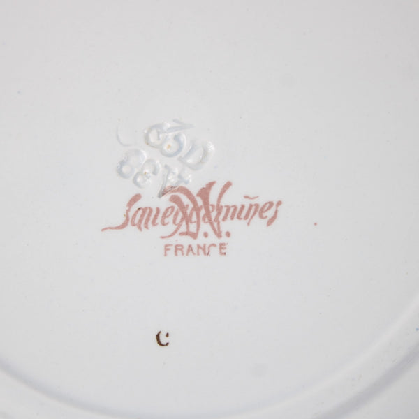 Sarreguemines Plate Green Multi Color France Scalloped Chinois 9" Plate