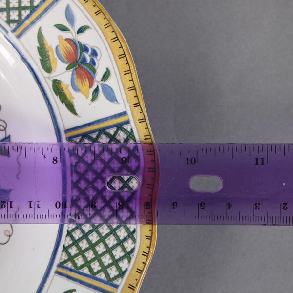 Sarreguemines Plate Green Multi Color France Scalloped Chinois 9" Plate