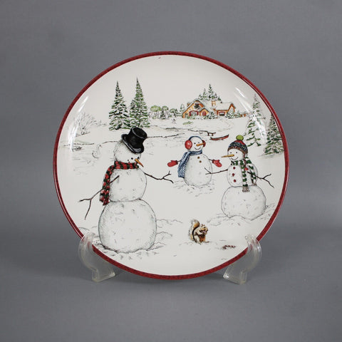 Williams Sonoma 10.25" Snowmen With Squirrel Dinner Plate