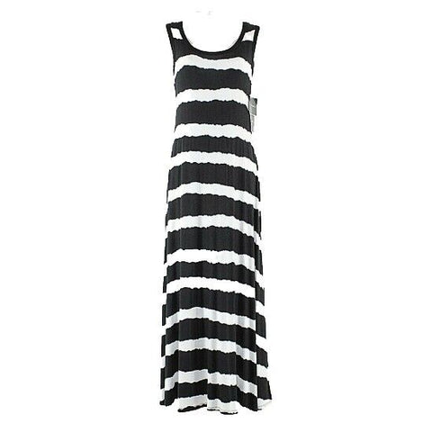 R&K NEW $60 XS Black White Stripe Rayon Spandex Flared Maxi Dress