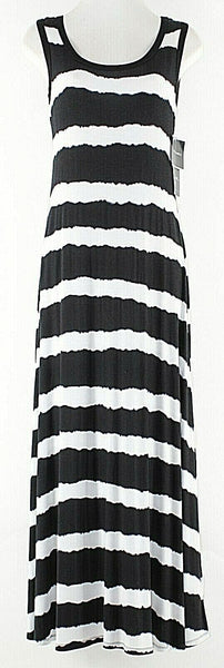 R&K NEW $60 XS Black White Stripe Rayon Spandex Flared Maxi Dress