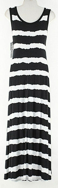 R&K NEW $60 XS Black White Stripe Rayon Spandex Flared Maxi Dress